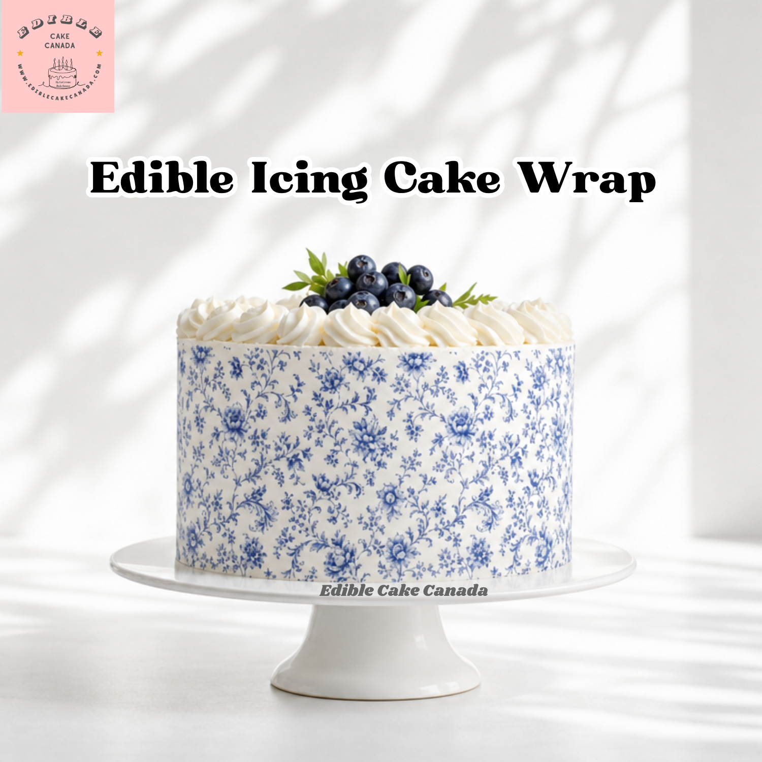 Edible icing sheet 8x10 blue rose French toile cake wrap custom frosting sheet