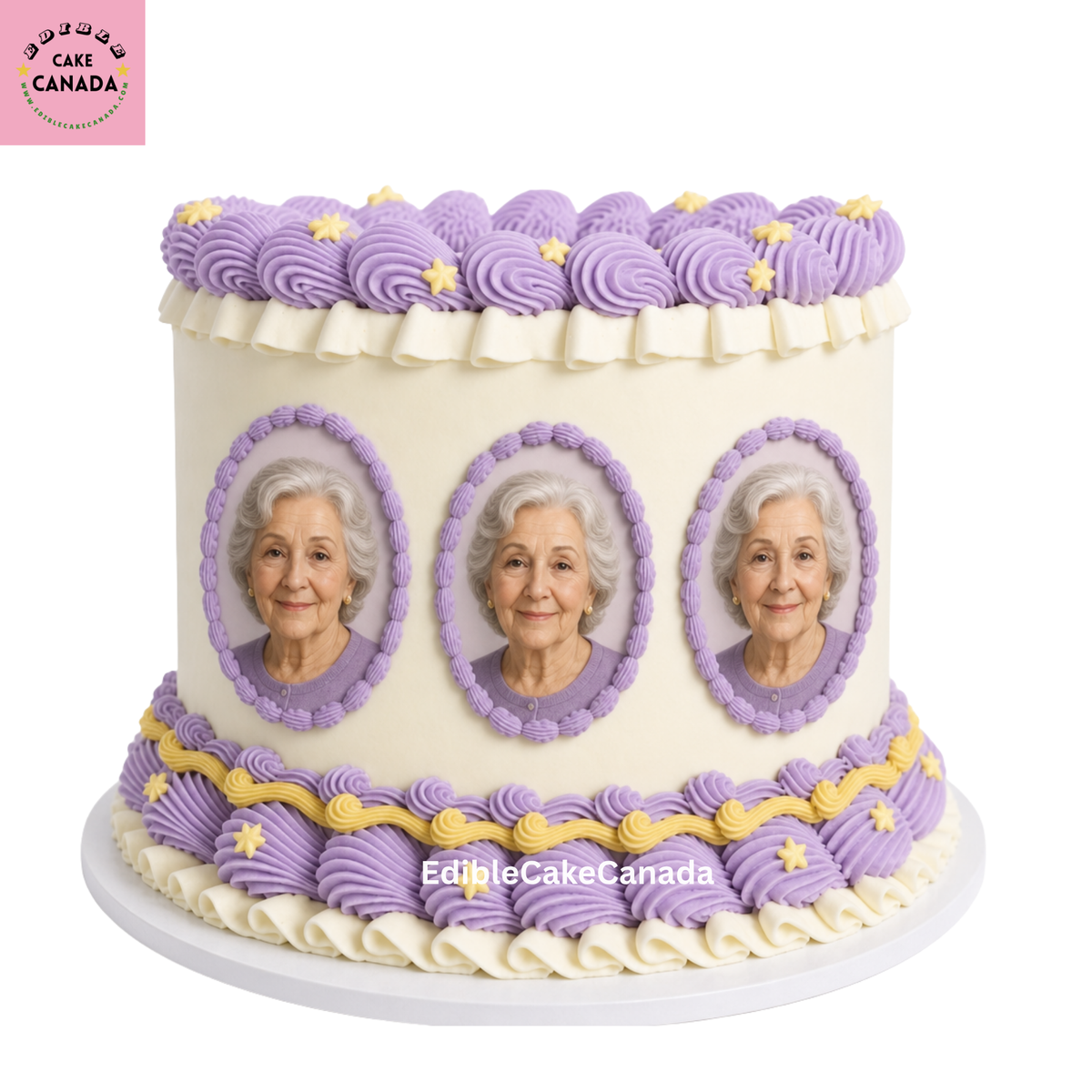 Custom edible photo icing sheet with pre-cut oval cake toppers