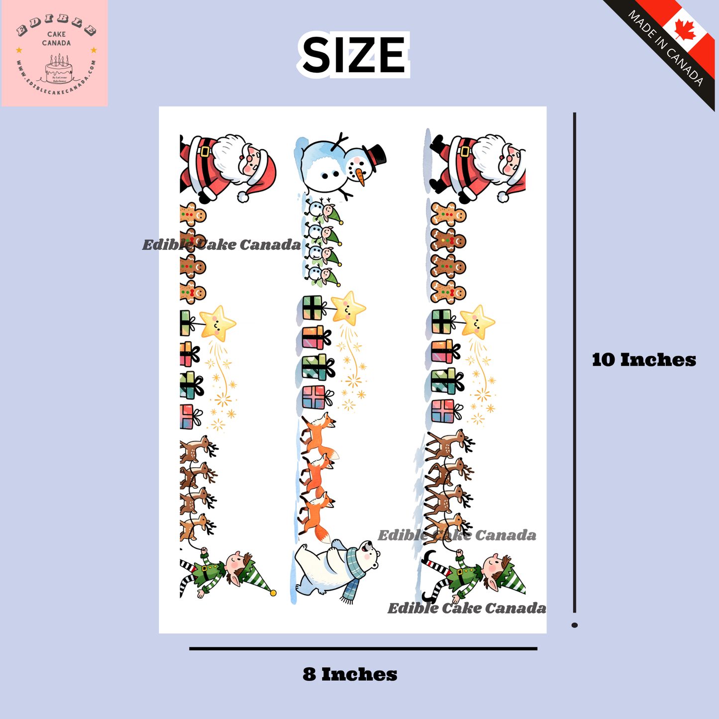 Christmas Edible Cake Wrap – Santa Claus & Snowman Design | Cute Holiday Icing Sheet