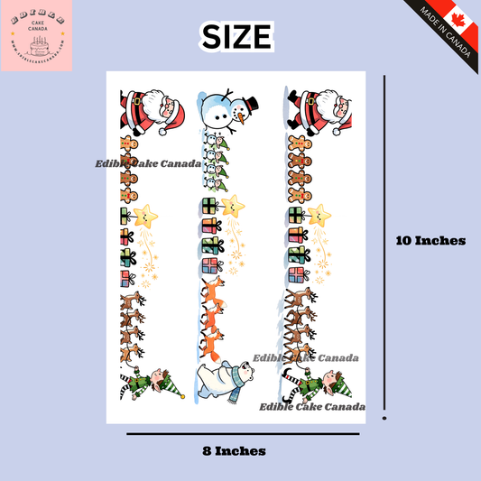 Christmas Edible Cake Wrap – Santa Claus & Snowman Design | Cute Holiday Icing Sheet