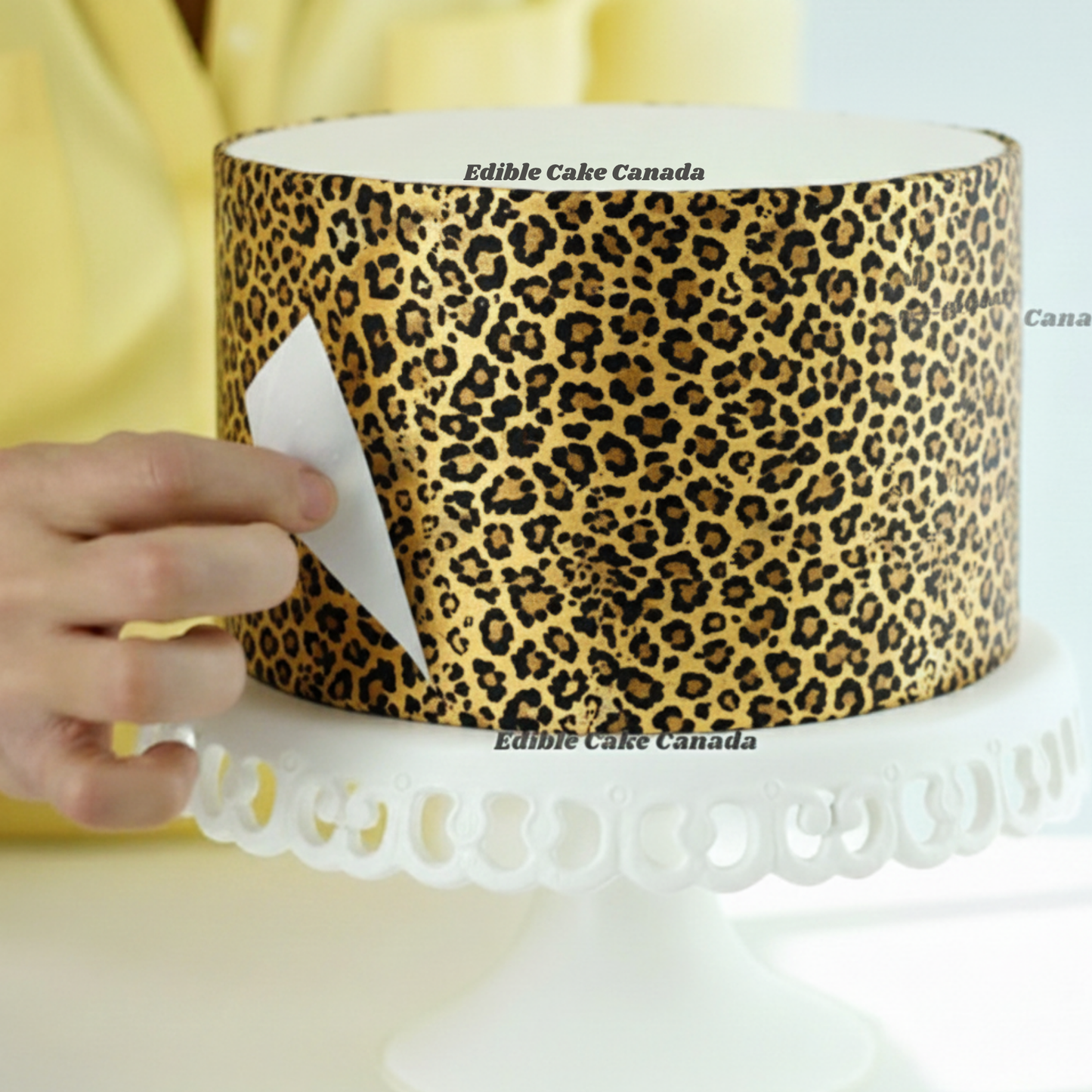 Vivid Yellow & Black Leopard Edible Cake Wrap – Cheetah Print Icing Sheet 8"x10"