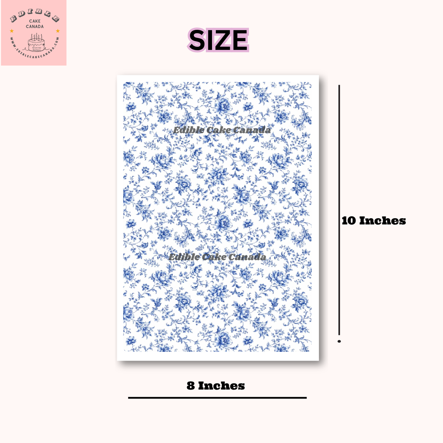 Edible icing sheet 8x10 blue rose French toile cake wrap custom frosting sheet