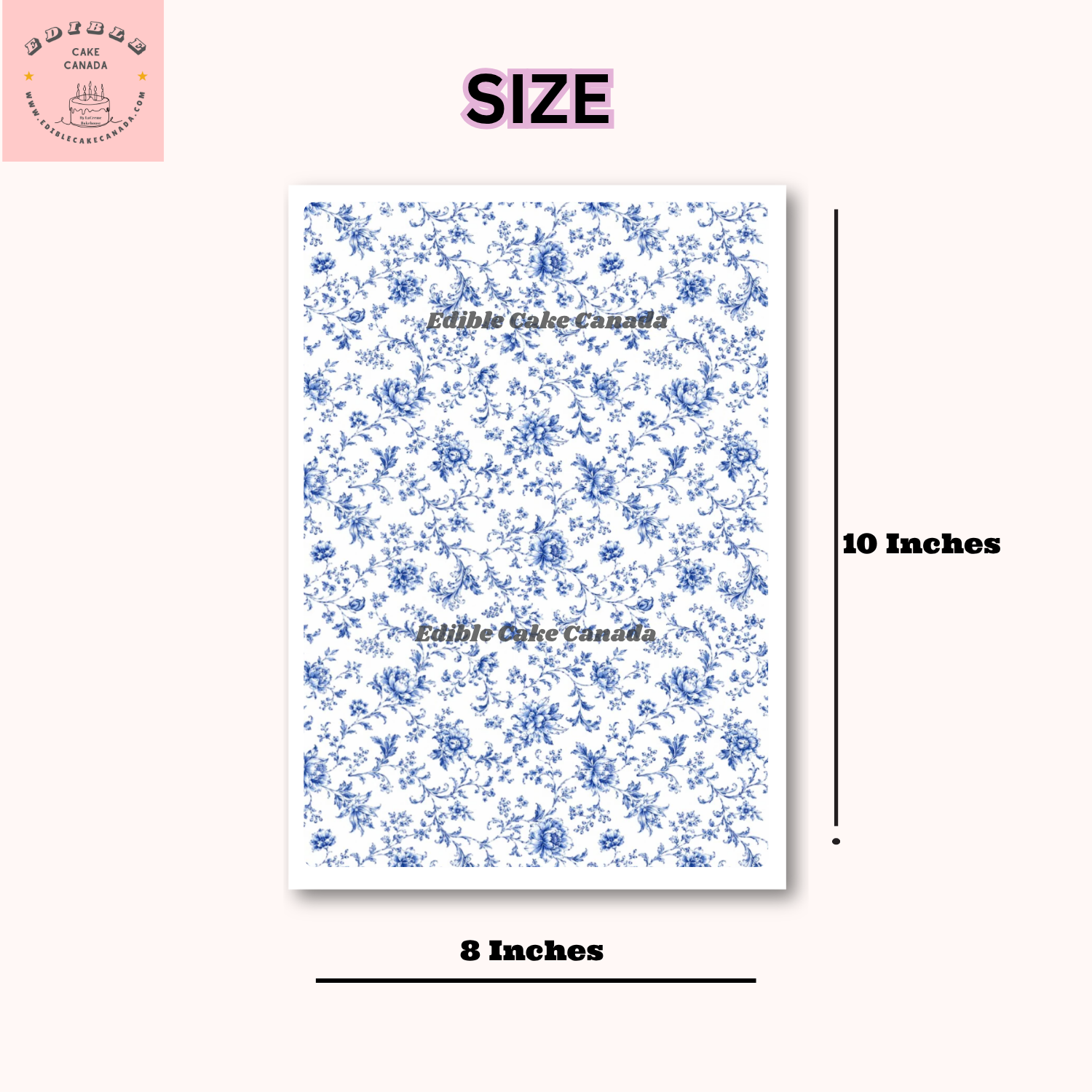 Edible icing sheet 8x10 blue rose French toile cake wrap custom frosting sheet