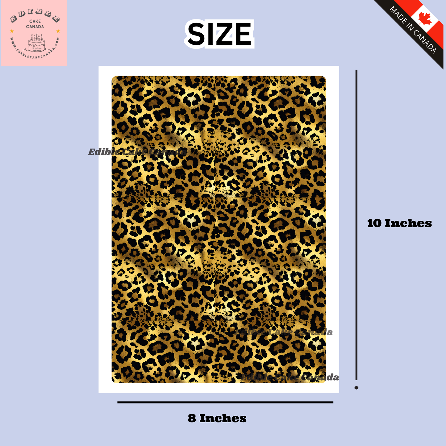 Vivid Yellow & Black Leopard Edible Cake Wrap – Cheetah Print Icing Sheet 8"x10"