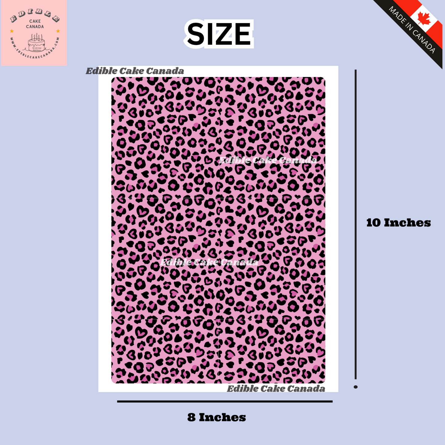 Edible Cake Wrap – Pink Leopard & Heart Pattern (8"x10")