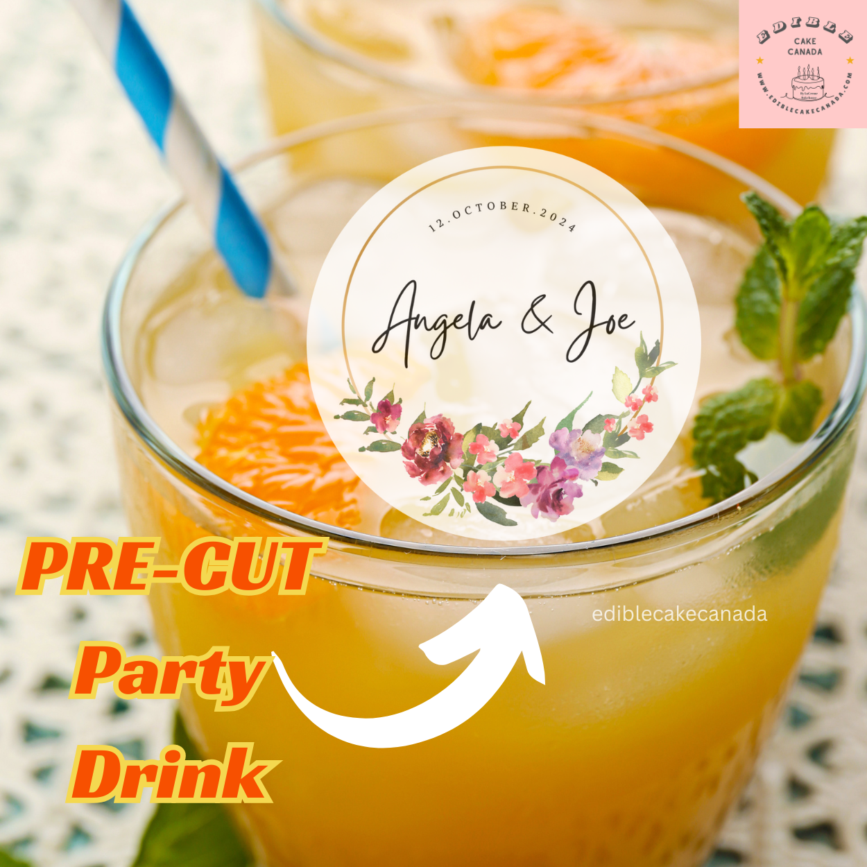 Custom Edible Wafer Drink Toppers – Personalized for Weddings, Parties & Christmas Celebrations