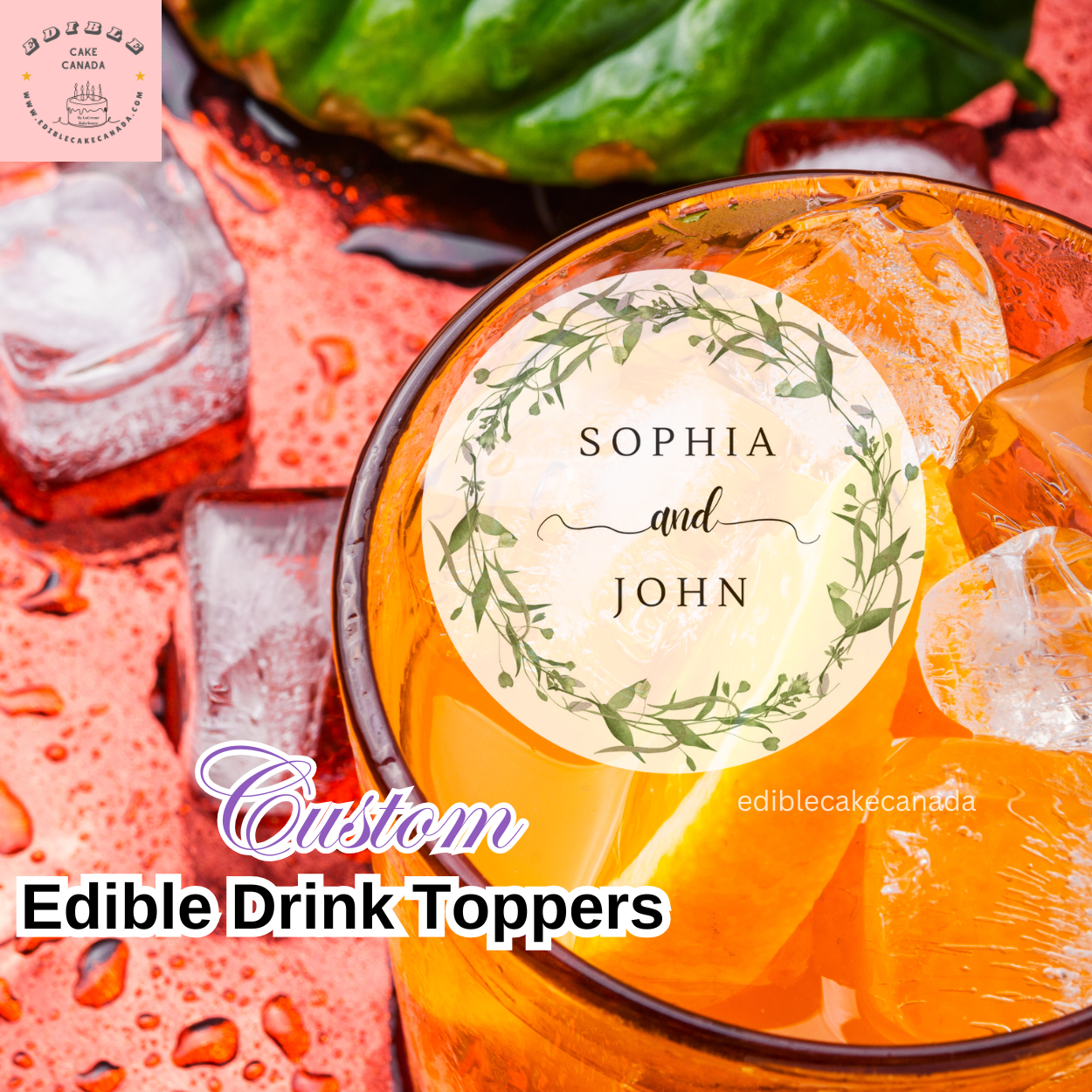 Custom Edible Wafer Drink Toppers – Personalized for Weddings, Parties & Christmas Celebrations