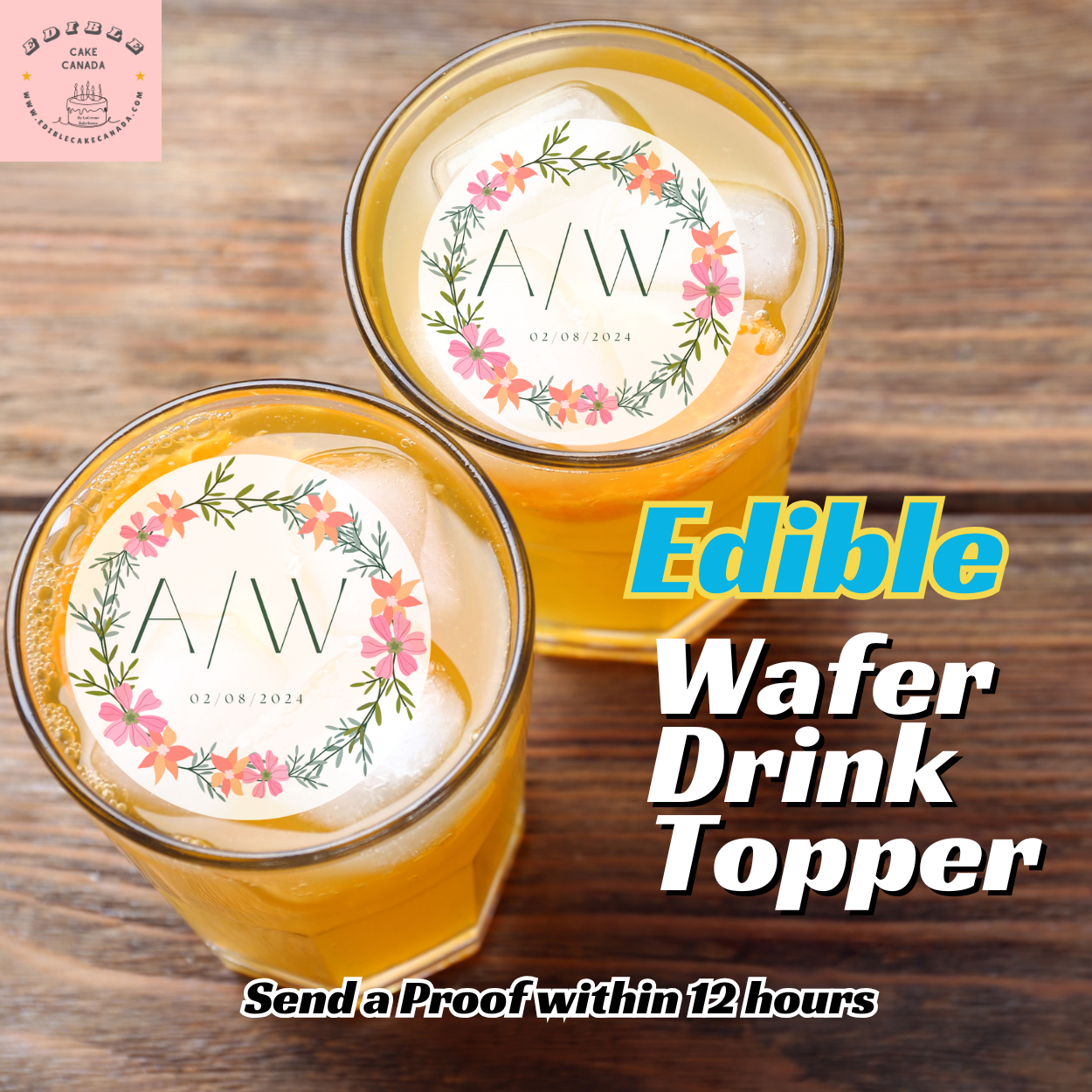 Custom Edible Wafer Drink Toppers – Personalized for Weddings, Parties & Christmas Celebrations