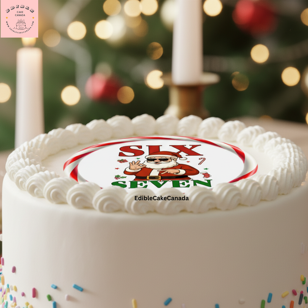 Edible Icing Cake & Cupcake Toppers – 6 7 Santa Claus Christmas Theme -Edible Frosting Sheet