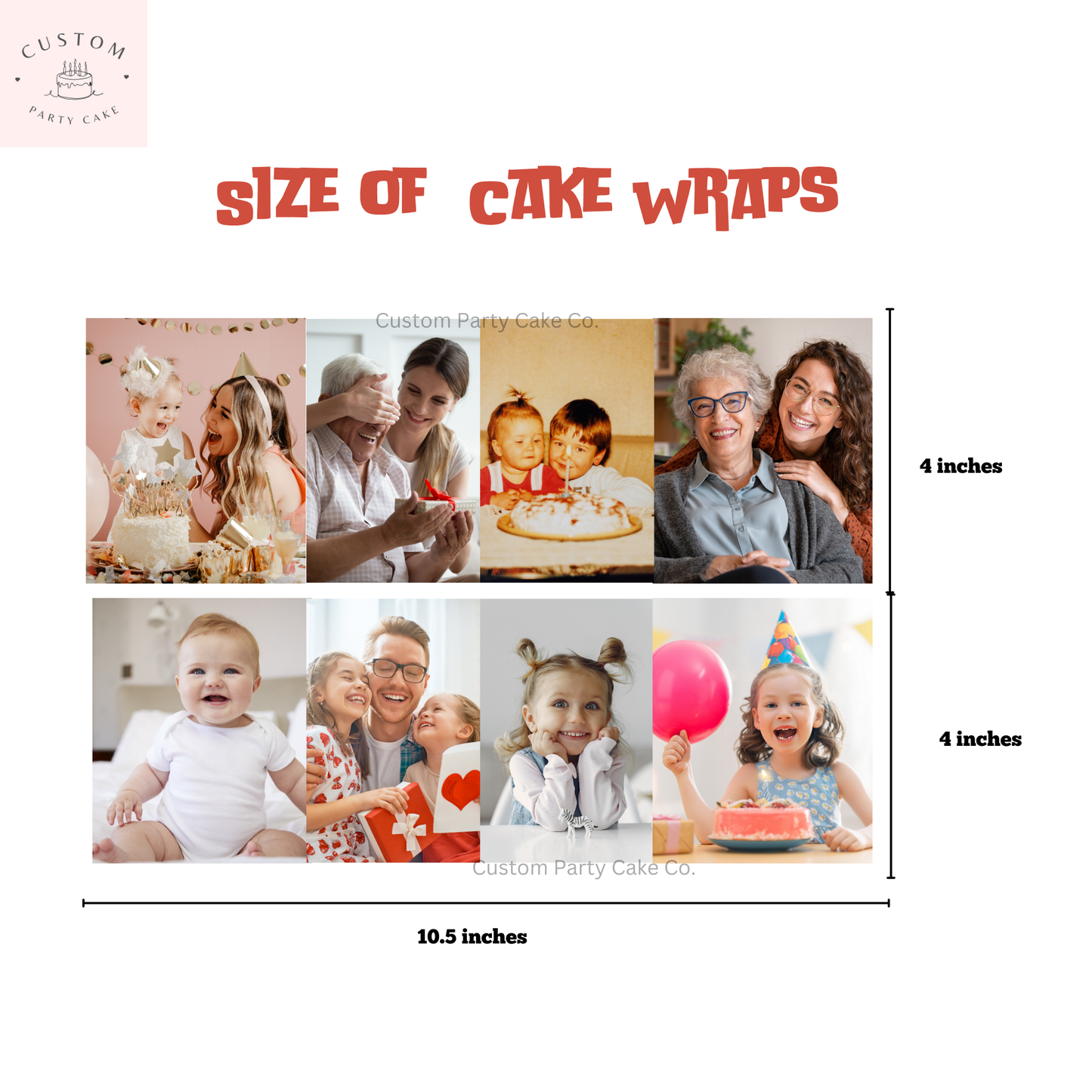 Edible Photo Collage Cake Wrap | Custom Photo Image Cake Stripe