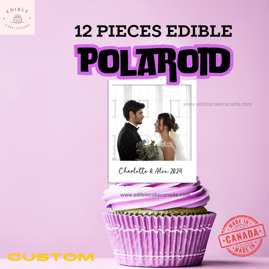 Edible Polaroid Photo Topper | Custom Polaroid Picture Cupcakes  |Photo Reels Film Icing Sheet