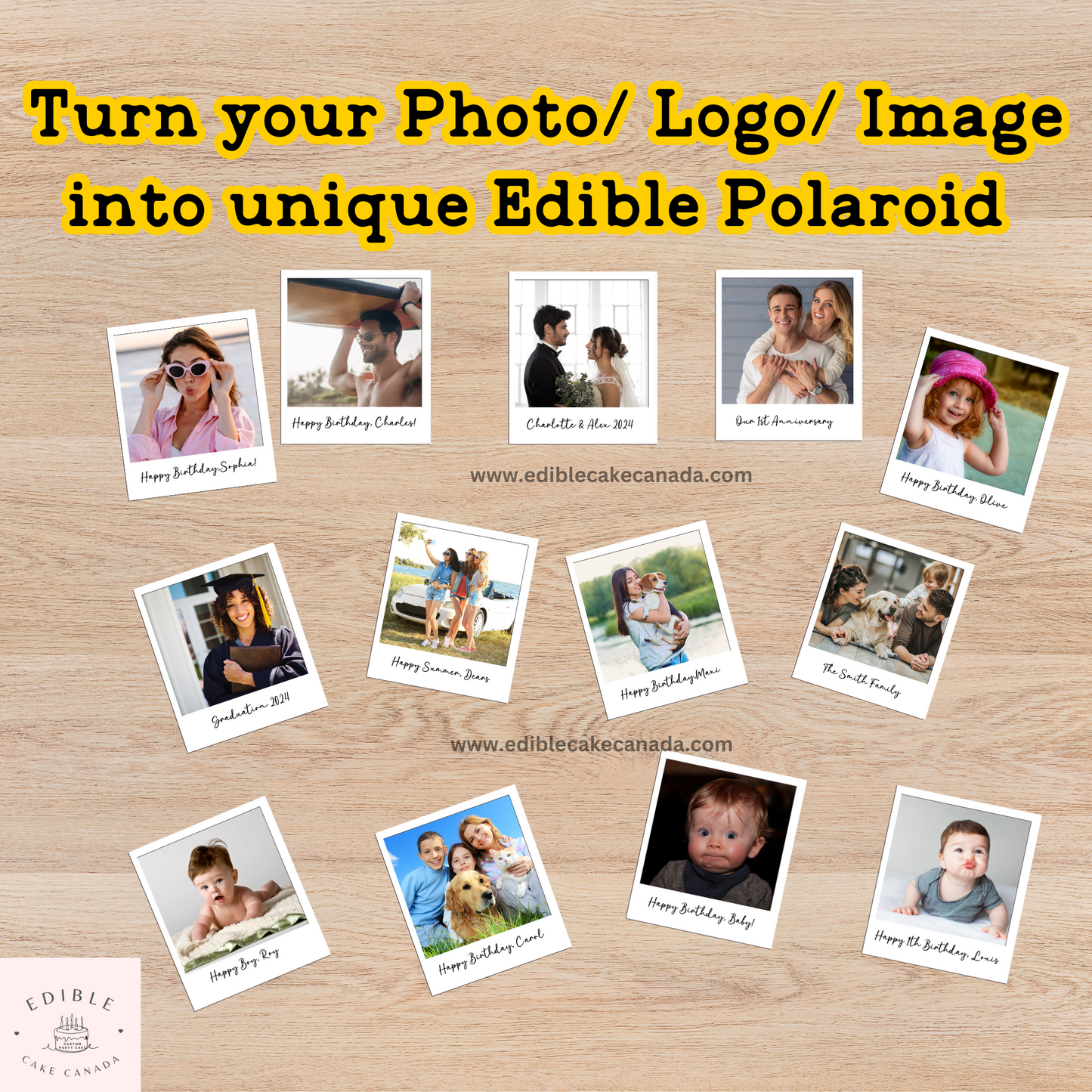 Edible Polaroid Photo Topper | Custom Polaroid Picture Cupcakes  |Photo Reels Film Icing Sheet