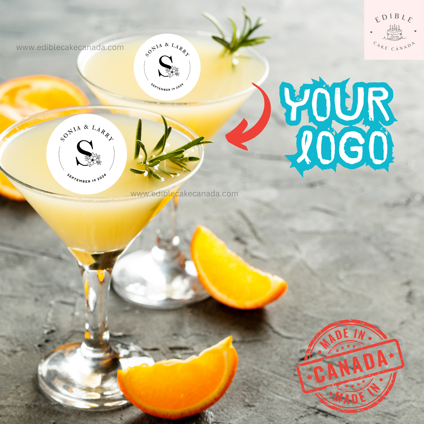 Edible Wedding Logo Drink Topper | Custom Logo Drink | Personalize Wedding initials Toppers