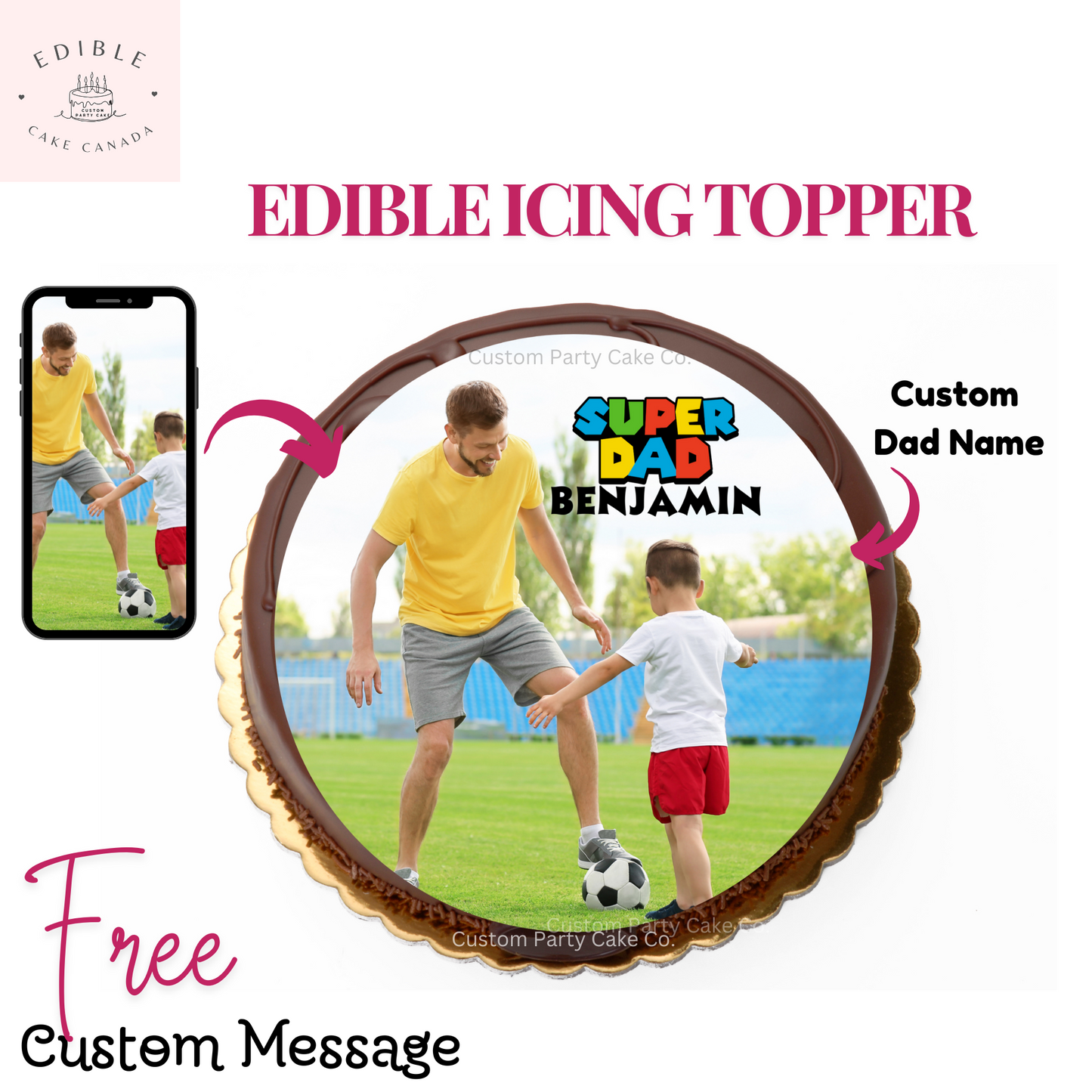 Edible Father's Day Photo Cake Topper | Personalized Dad Photo Image Icing Paper Topper