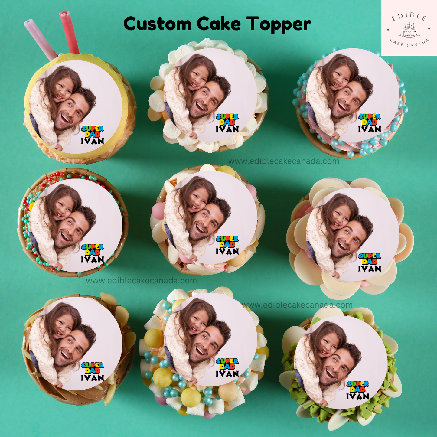 Edible Father's Day Photo Cake Topper | Personalized Dad Photo Image Icing Paper Topper
