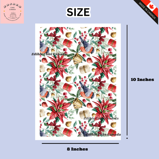 Christmas Edible Icing Sheet – 8"x10" Cake Wrap | Holiday Cake Decoration