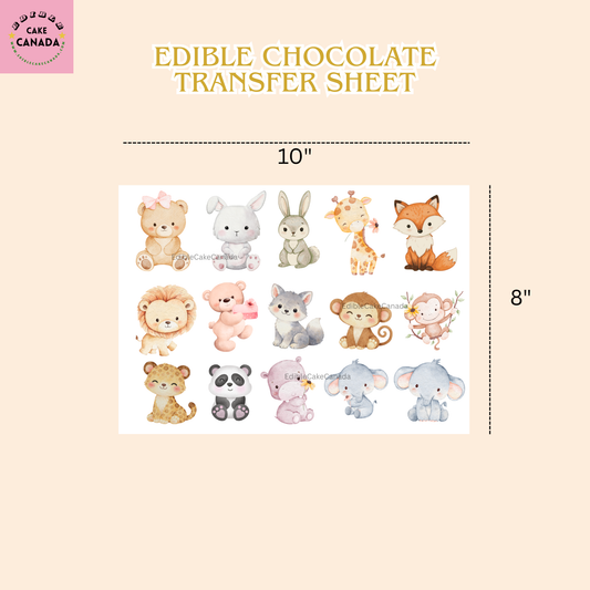 Woodland Animals Edible Chocolate Transfer Sheet – 8x10"
