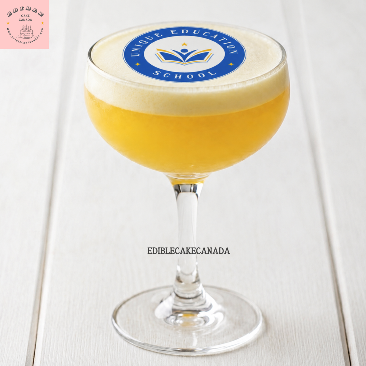 Edible WAFER Drink Toppers : Custom Corporate Bulk Event Branding for drink | Personalized Wedding Drink Wafer topper