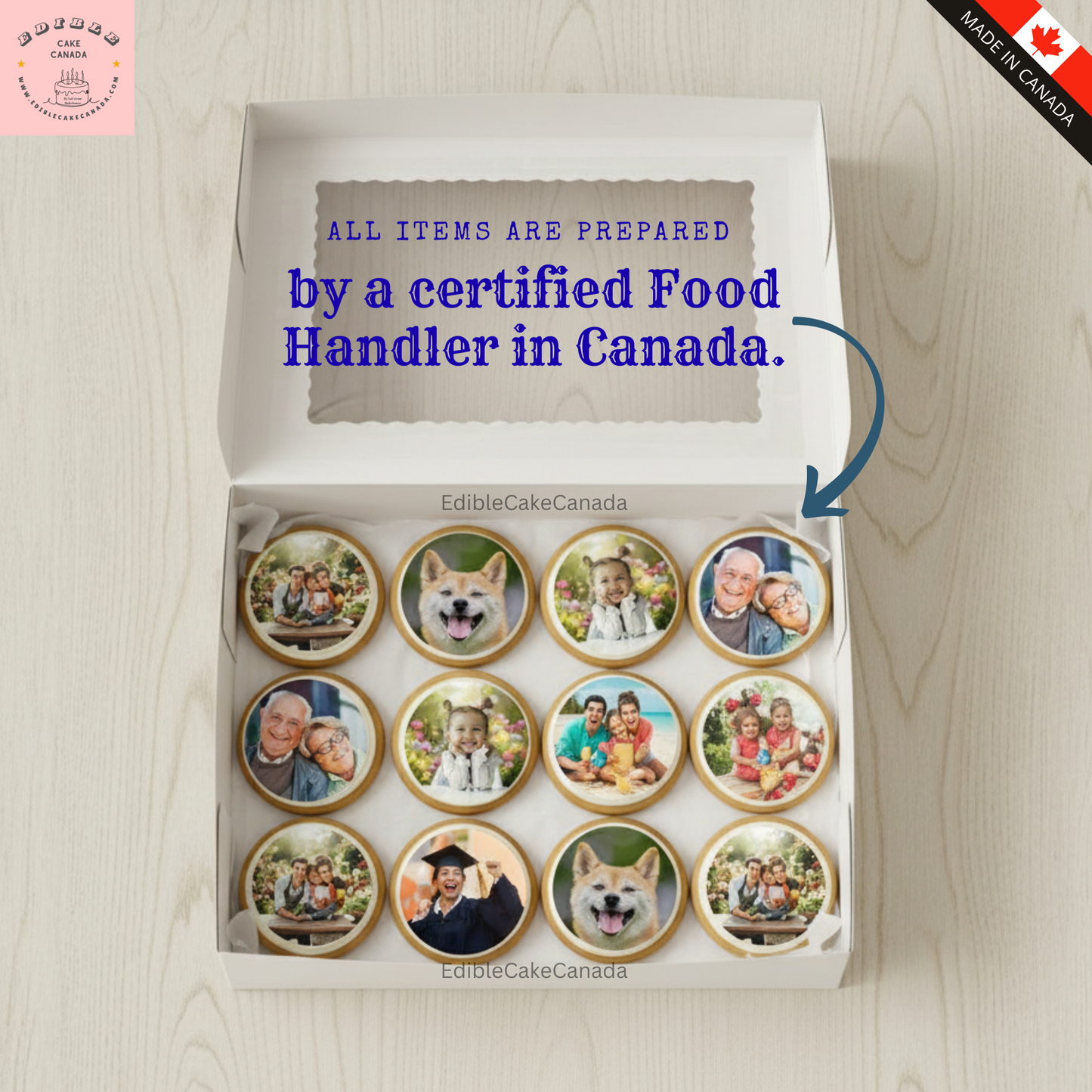 Feuille de glaçage avec logo et image photo personnalisée comestible pour cupcakes, biscuits et biscuits