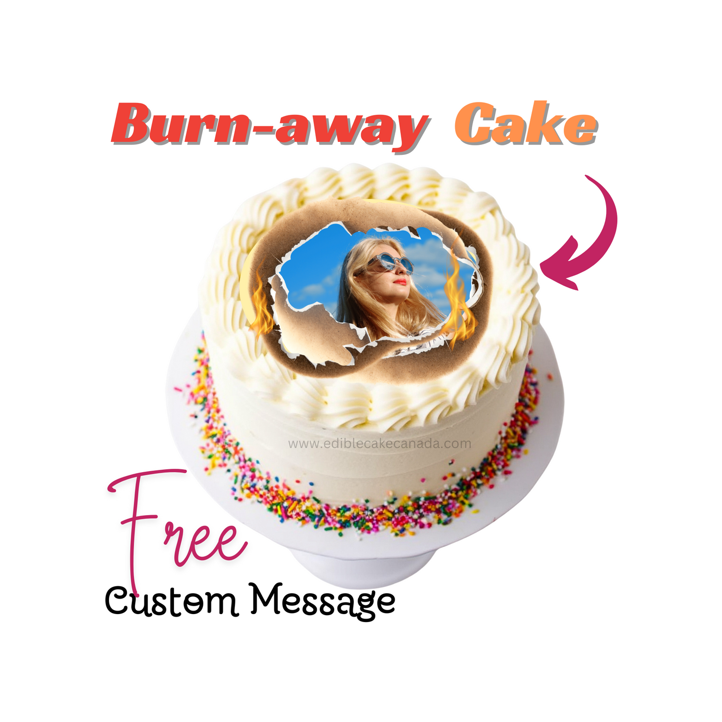 BURN-AWAY Cake Bundle Set (Icing sheet + Wafer Sheet) | Custom Image/ Text Cake | Baby Reveal Cake