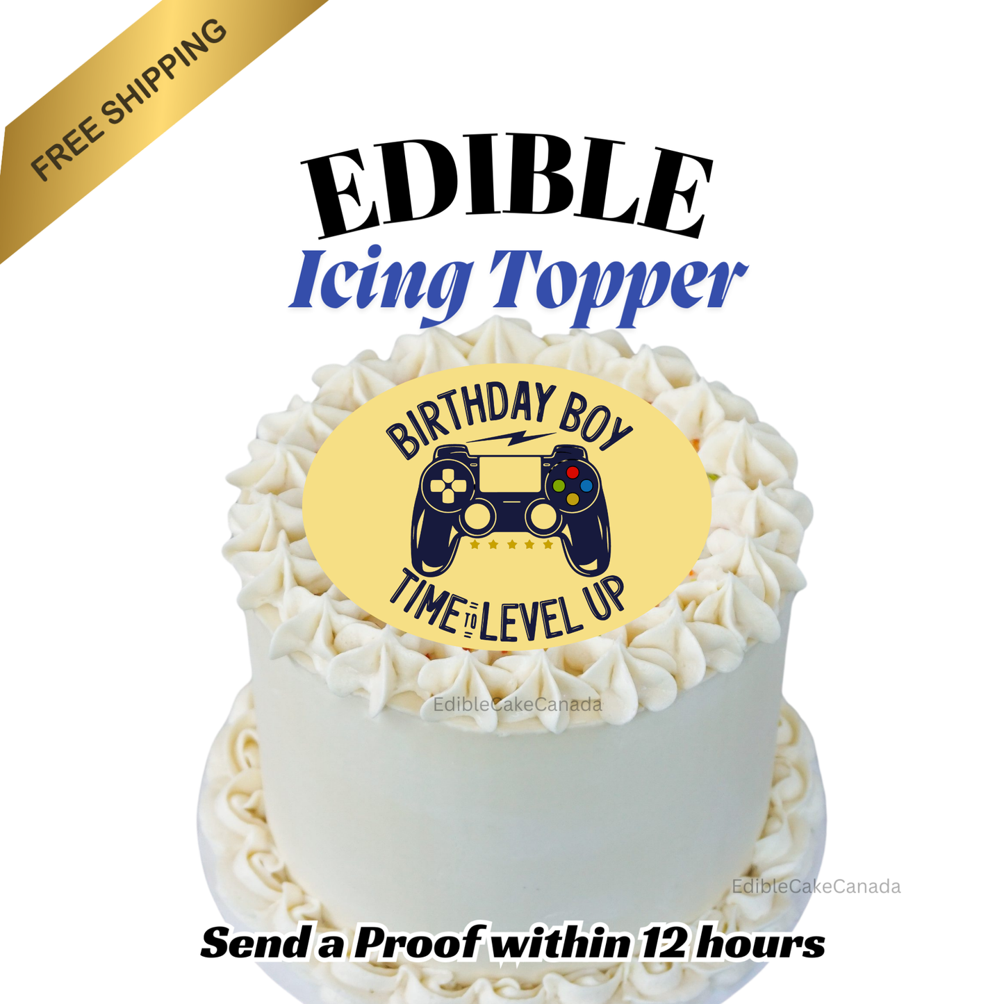 CUSTOM Edible Game controller Icing Frosting Sheet Topper | Personalized Birthday cake topper | PreCut