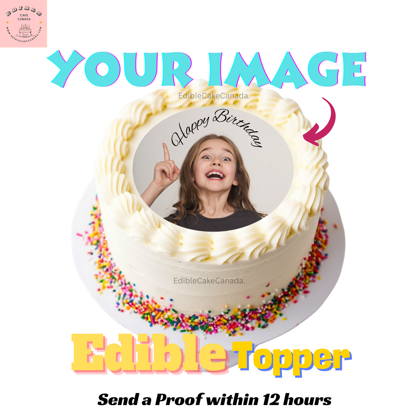 CUSTOM EDIBLE Photo Image Logo Icing Sheet Cake Topper