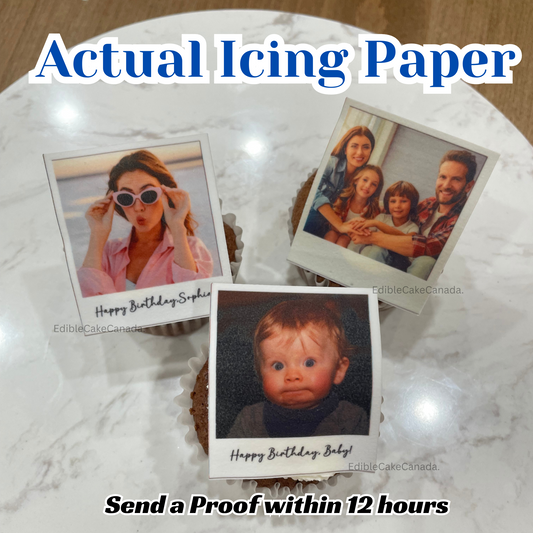 Edible Polaroid Photo Topper | Custom Polaroid Picture Cupcakes  |Photo Reels Film Icing Sheet