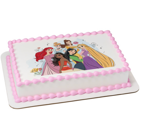 Disney Princess Together PhotoCake edible image cake topper printed on edible icing sheet in Canada
