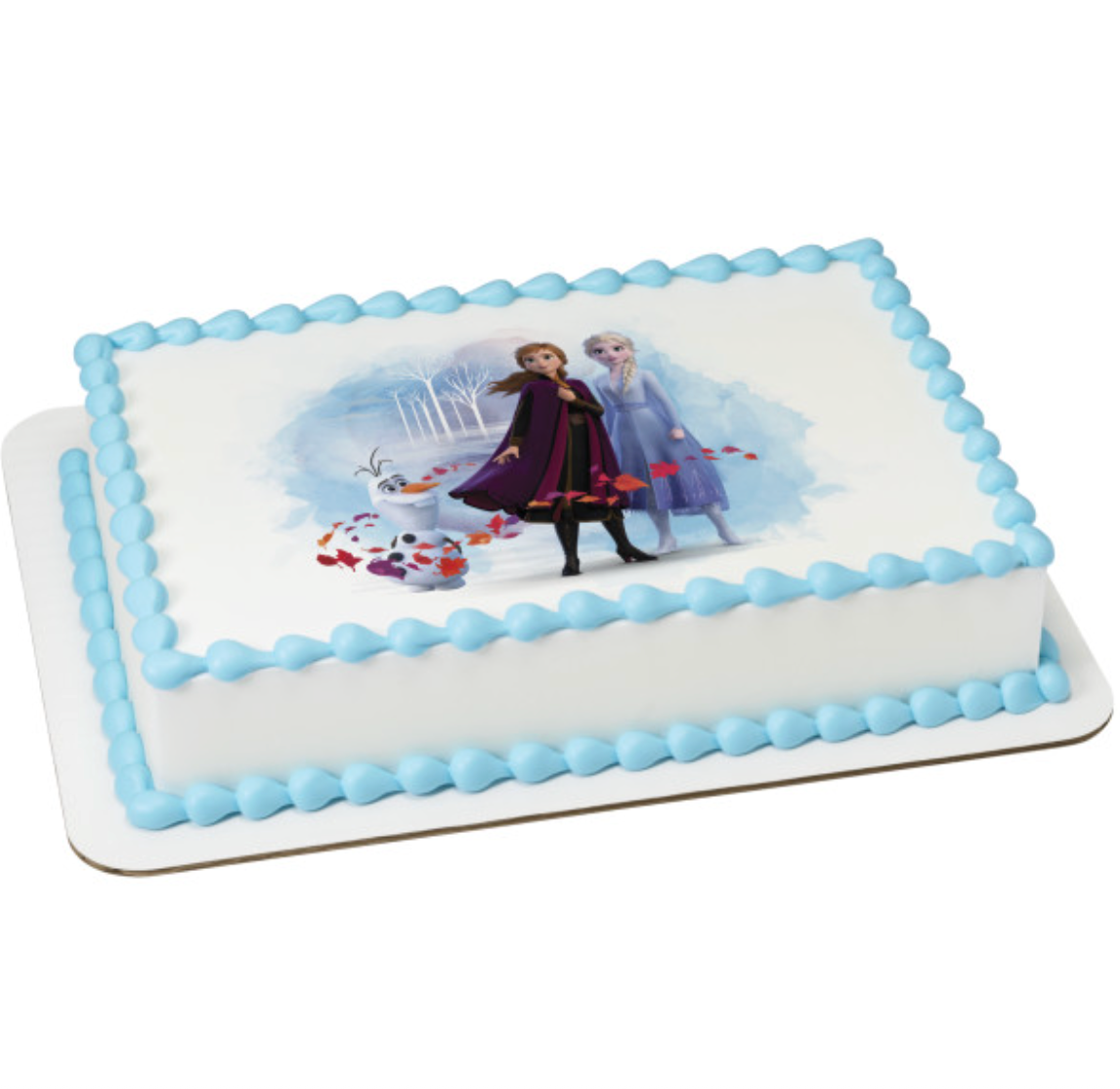 Disney Frozen II Elsa Anna and Olaf edible cake topper PhotoCake image
