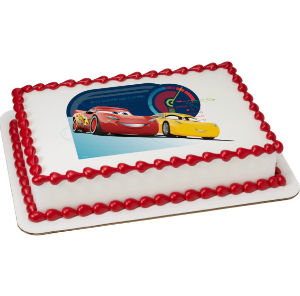 Disney and Pixar Cars 3 Race Ready PhotoCake edible image cake topper processed in Canada
