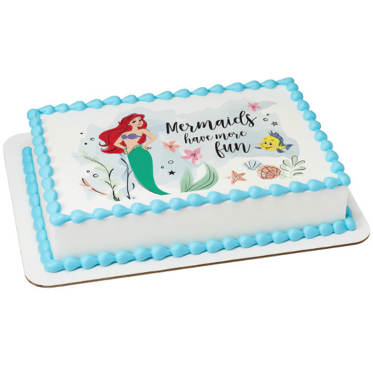Disney Princess Ariel edible image cake topper for birthday cakes  

Ariel PhotoCake® Edible Image® icing sheet for mermaid party cake  

Licensed Disney Princess cake topper featuring Ariel for kids’ birthday cakes  

Edible icing cake topper with Disney Princess Ariel design processed in Canada  

The Little Mermaid Ariel edible cake decoration for princess birthday party