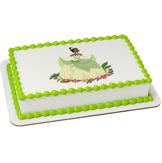 Licensed Disney Princess Tiana PhotoCake Edible Image cake topper on edible icing sheet processed in Canada
