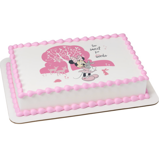 Licensed Disney Minnie Mouse Too Sweet PhotoCake edible image cake topper processed in Canada
