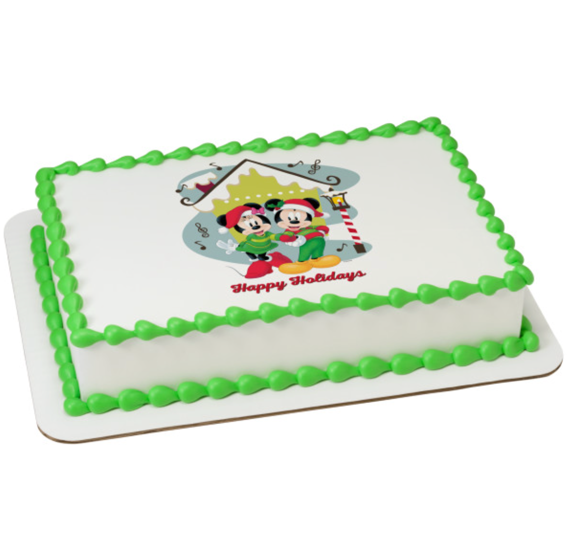 Mickey Mouse and Minnie Mouse Happy Holidays edible cake topper PhotoCake image  

Licensed PhotoCake edible image featuring Mickey Mouse and Minnie Mouse for holiday cakes  

Happy Holidays Mickey and Minnie edible icing sheet cake decoration  

Christmas Mickey Mouse and Minnie Mouse edible cake topper printed in Canada  

Disney holiday edible image cake topper for festive cakes and desserts  

Mickey and Minnie holiday PhotoCake edible icing topper for cakes  

Licensed Mickey Mouse Minnie Mouse Happy H