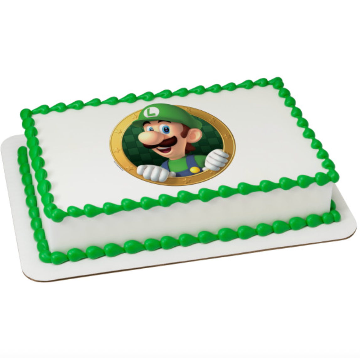 Super Mario™ Luigi Okie Dokie PhotoCake® edible image cake topper processed in Canada  

Licensed Luigi edible icing cake topper for Super Mario™ birthday cake  

PhotoCake® Edible Image® featuring Luigi Okie Dokie design for cakes  

Super Mario™ Luigi edible cake decoration icing sheet Canada  

Luigi Okie Dokie edible image cake topper for kids birthday party