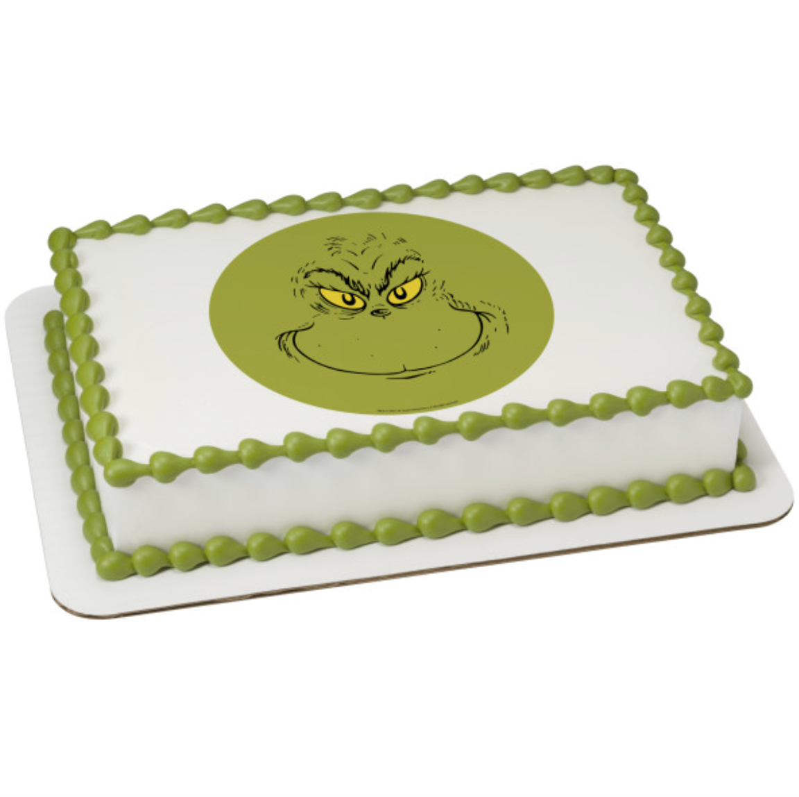 Licensed Grinch PhotoCake edible icing cake topper printed in Canada

How the Grinch Stole Christmas edible cake topper for Christmas cake

Grinch edible image cake decoration for holiday party cake

PhotoCake Grinch edible icing image for birthday or Christmas cake

Licensed Grinch edible cake topper processed in Canada
