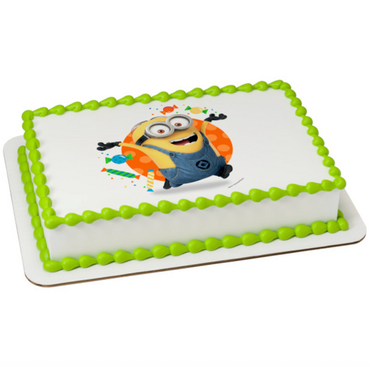 Despicable Me 3™ Let’s Party PhotoCake® Edible Image® edible icing cake topper processed in Canada
