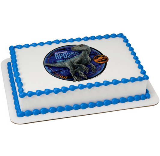 Licensed Jurassic World Fallen Kingdom Blue PhotoCake edible icing cake topper printed in Canada

Jurassic World Blue dinosaur Edible Image icing sheet for birthday cake

PhotoCake Edible Image Jurassic World Fallen Kingdom cake topper on edible icing sheet

Blue velociraptor Jurassic World edible cake topper for dinosaur birthday party

Licensed Jurassic World edible icing topper processed in Canada
