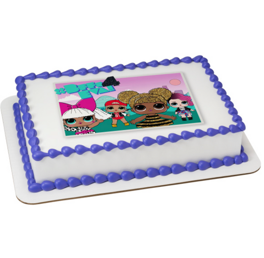 L.O.L. SURPRISE! Shine Bright PhotoCake edible image cake topper processed in Canada
