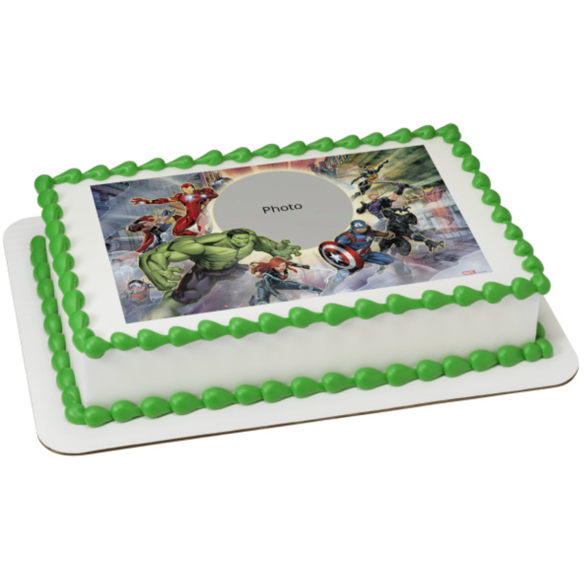 MARVEL Avengers Assemble PhotoCake edible image frame cake topper

Licensed Avengers Assemble edible icing cake topper processed in Canada

MARVEL superhero edible cake image for birthday cake

PhotoCake Edible Image Frame with Avengers Assemble design

Edible icing sheet cake topper featuring MARVEL Avengers Assemble