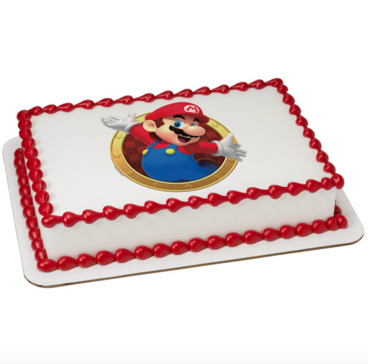 Super Mario™ Mario Here We Go! PhotoCake® Edible Image® icing cake topper
