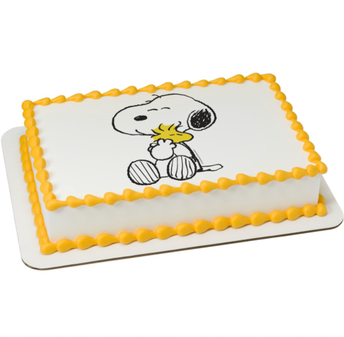 Licensed Peanuts® Snoopy® and Woodstock® PhotoCake® Edible Image® cake topper  

Snoopy® and Woodstock® edible icing cake topper processed in Canada  

Peanuts® edible image cake decoration featuring Snoopy® and Woodstock®  

PhotoCake® Edible Image® icing sheet cake topper for birthday cakes  

Licensed Snoopy® edible cake topper printed with edible ink