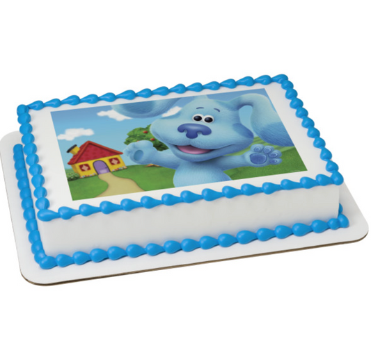 Blue’s Clues & You! Blue licensed PhotoCake edible image cake topper  

Blue’s Clues Blue edible icing cake topper for birthday cake  

Licensed Blue’s Clues & You! PhotoCake edible cake image processed in Canada  

Blue character edible image cake topper for kids birthday party  

Blue’s Clues edible icing sheet cake decoration Canada