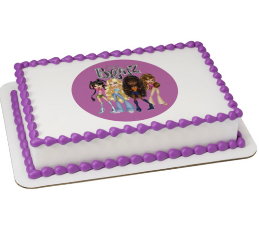 Licensed BRATZ Only BRATZ Are BRATZ PhotoCake edible image cake topper  

BRATZ PhotoCake Edible Image icing sheet for birthday cake  

BRATZ edible icing cake topper printed and processed in Canada  

Only BRATZ Are BRATZ licensed edible cake decoration  

BRATZ themed birthday cake topper with PhotoCake Edible Image design
