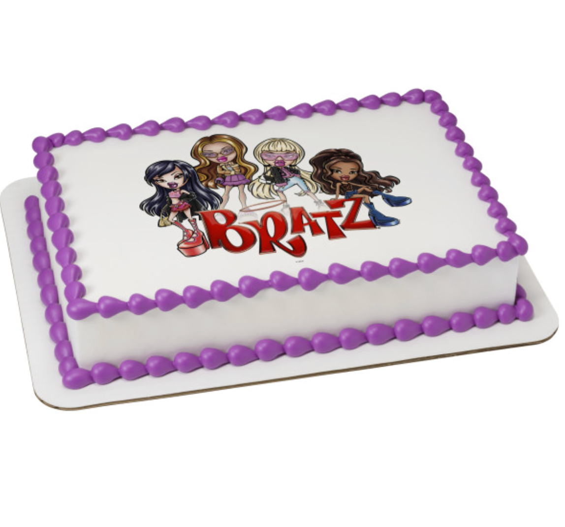 Licensed BRATZ All Eyes On Us PhotoCake edible image icing cake topper  

BRATZ All Eyes On Us edible icing sheet for birthday cake decoration  

PhotoCake Edible Image BRATZ cake topper processed in Canada  

BRATZ themed edible cake topper for girls birthday party  

Licensed BRATZ edible image cake decoration on icing sheet