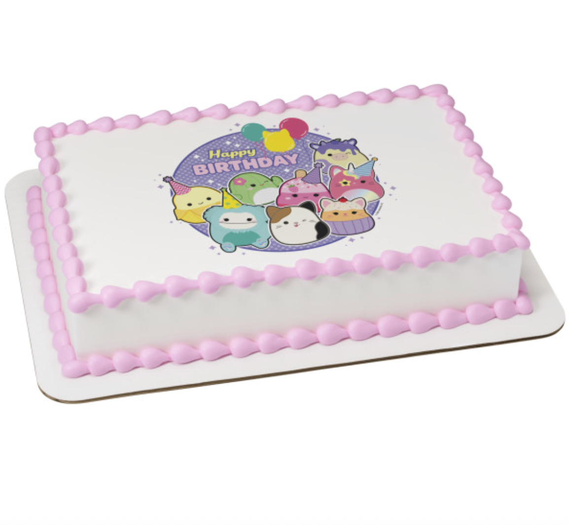 Licensed Squishmallows Happy Birthday edible icing cake topper
