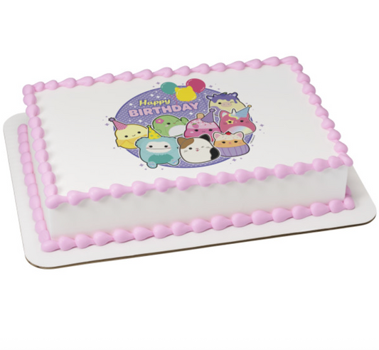 Licensed Squishmallows Happy Birthday edible icing cake topper
