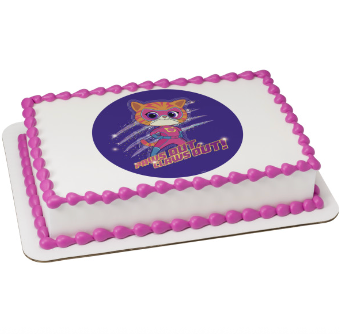 Disney Jr. SuperKitties Paws Out, Claws Out! PhotoCake edible icing cake topper  

Licensed SuperKitties edible image cake topper printed and processed in Canada  

SuperKitties birthday cake topper on edible icing sheet for kids party cake  

PhotoCake Edible Image featuring Disney Jr. SuperKitties Paws Out, Claws Out design  

SuperKitties edible cake decoration for birthday cakes and themed party desserts