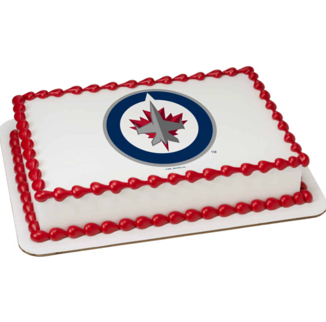 Officially licensed NHL Winnipeg Jets PhotoCake edible image cake topper printed on icing sheet, made in Canada
