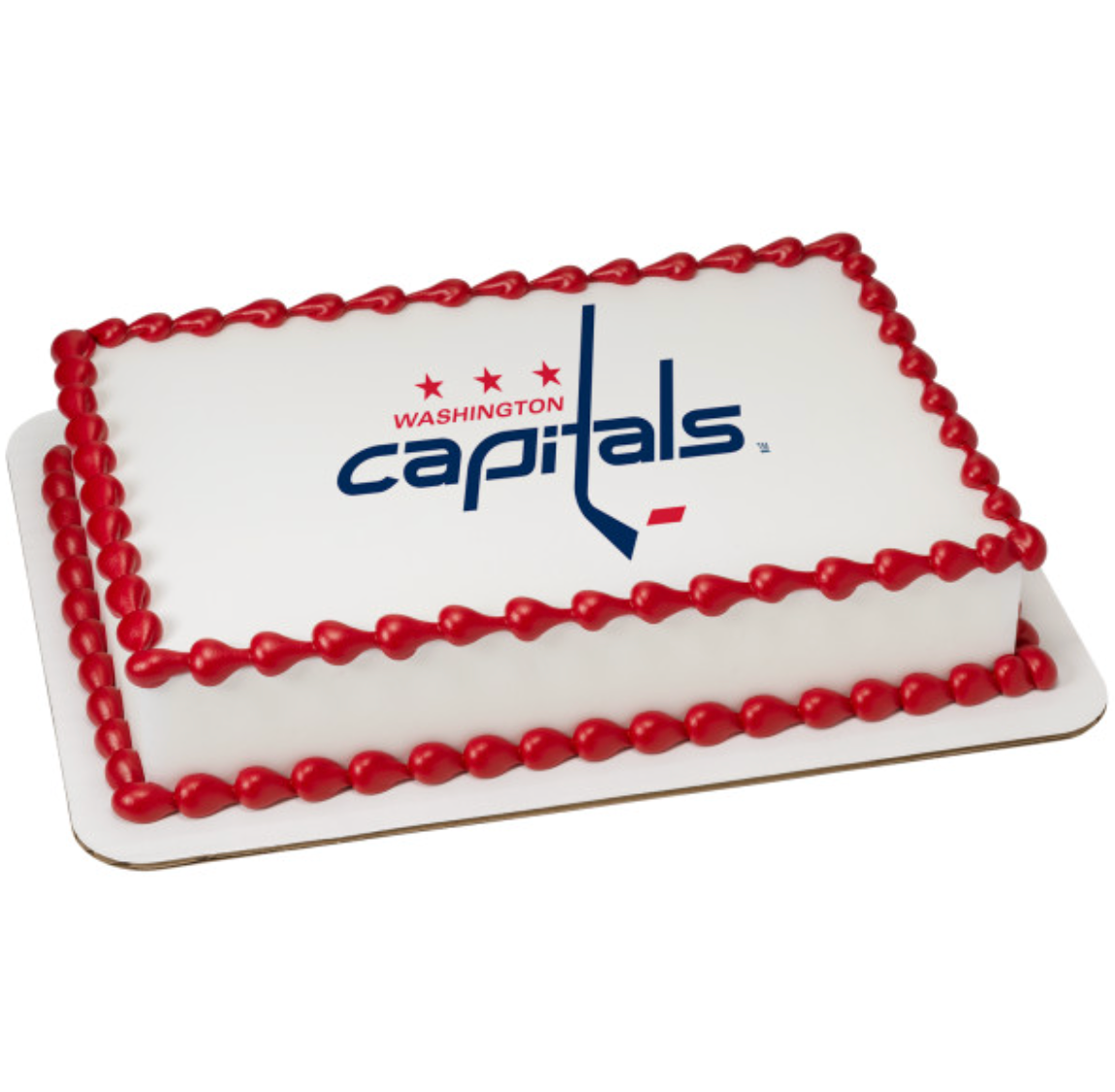 WOfficially licensed Washington Capitals NHL PhotoCake edible image cake topper printed with team logo on edible paper, processed in Canada

